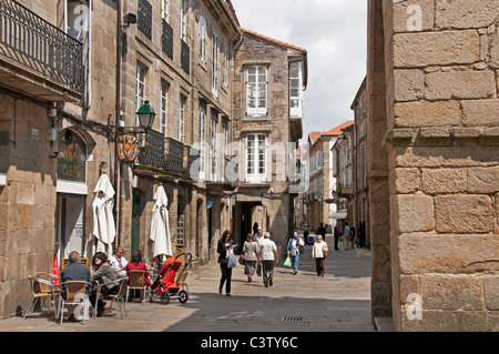 Santiago de Compostela città vecchia città Spagna strade strette viuzze Foto Stock