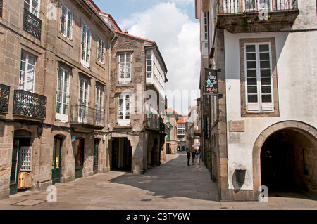 Santiago de Compostela città vecchia città Spagna strade strette viuzze Foto Stock