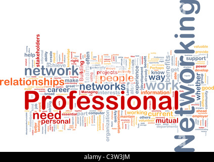 Concetto di sfondo wordcloud illustrazione di reti professionali Foto Stock