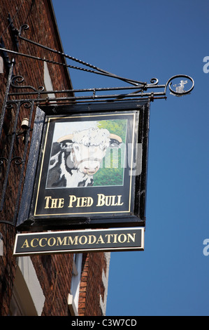 The Pied Bull pub segno a Chester Regno Unito Foto Stock