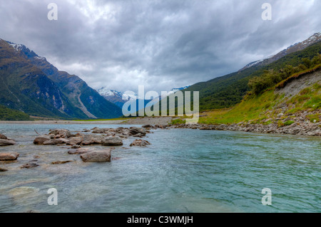 La tomaia Wilkin river valley sull'isola del sud della Nuova Zelanda Foto Stock