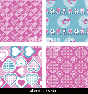 Set di 4 Mosaico pattern di tessuto Foto Stock