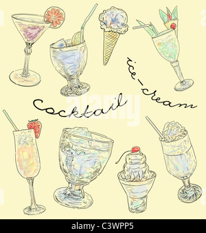 Cocktail e gelati Foto Stock
