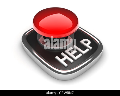 Il pulsante Help su sfondo bianco (fatto in 3d) Foto Stock