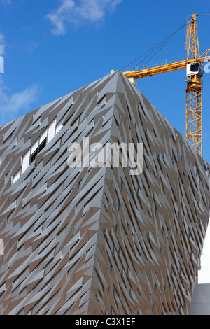 Titanico progetto firma titanic quarter queens isola belfast Irlanda del Nord Regno Unito Foto Stock
