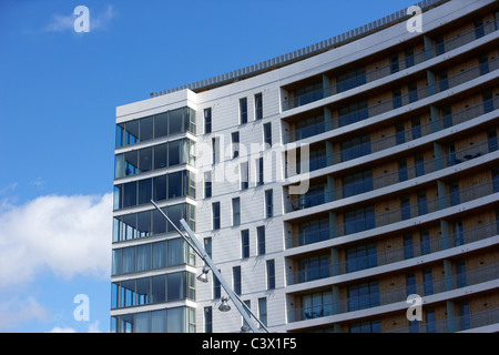 L'arco appartamenti in titanic quarter queens isola belfast Irlanda del Nord Regno Unito. Foto Stock