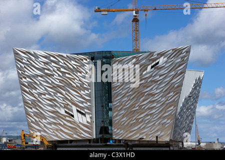 Titanico progetto firma titanic quarter queens isola belfast Irlanda del Nord Regno Unito Foto Stock