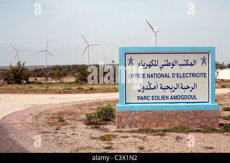 Cap Sim wind farm appena a sud di Essaouira in Marocco la costa atlantica Foto Stock