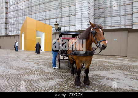 Carrozza per i turisti al di fuori del Palazzo Reale in Piazza Dam in Amsterdam Foto Stock