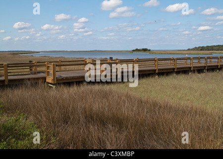 Creek house boardwalk sulla Palude Salata. chriskirkphotography.net Foto Stock