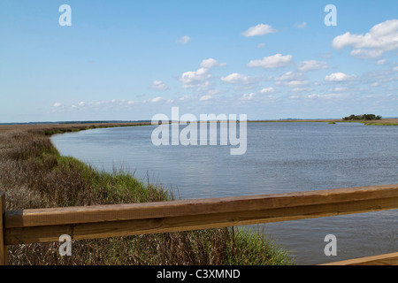 Creek house boardwalk sulla Palude Salata. chriskirkphotography.net Foto Stock