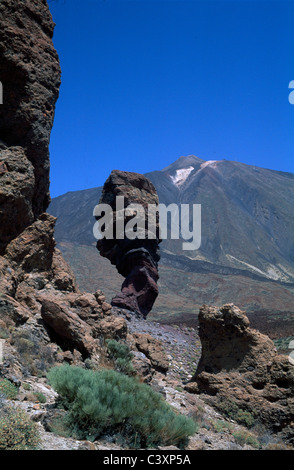 Erosi formazioni di lava a Las Canadas, il Teide, Tenerife Foto Stock