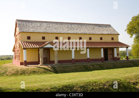 Wroxeter Shropshire England Regno Unito la ricostruzione della villa urbana a Viroconium la più grande città romana nel centro di Gran Bretagna del Nord Foto Stock