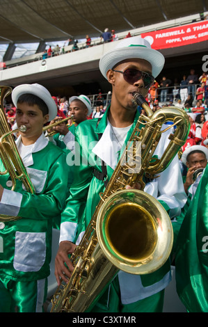 Banda di ottoni giocando in Cape Town Stadium Cape Town Sudafrica Foto Stock