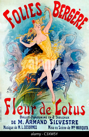Cheret, Folies Bergere, Fleur de Lotus, 1893 Art Nouveau poster da graphics master per il Balletto pantomima a Montmartre Foto Stock