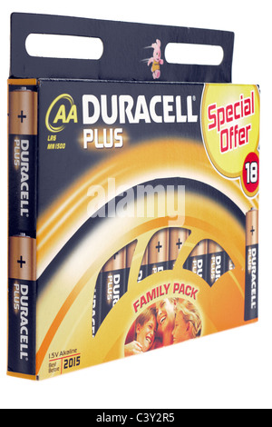 18 family pack di AA Duracell Plus Foto Stock