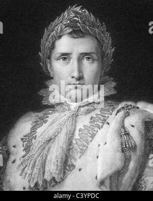 Napoleone Bonaparte (1769-1821) su incisione da 1800s. L'imperatore di Francia. Foto Stock