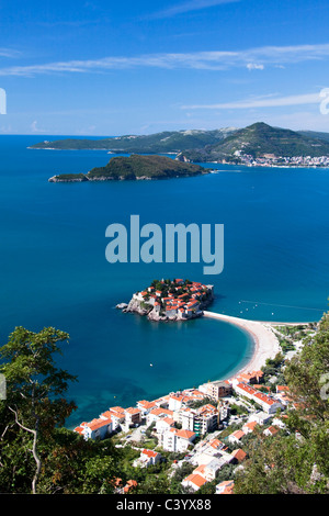 Montenegro Europa, Adriatico, mare, Sveti Stefan, Città Vecchia, penisola Foto Stock