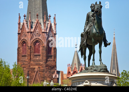 Unione maggiore generale George Henry Thomas, Thomas Circle Park, Washington DC Foto Stock