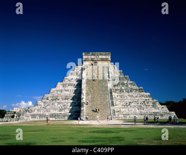 Castillo, Chichen, Chichen Itza, scalare, arrampicata, vacanze, Itza, Kukulcan, Landmark, Maya, Maya, Messico, piramide, rovine, fasi Foto Stock