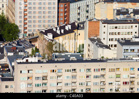 I blocchi di appartamenti nel centro della città di Varsavia (Srodmiescie distretto) in Polonia Foto Stock