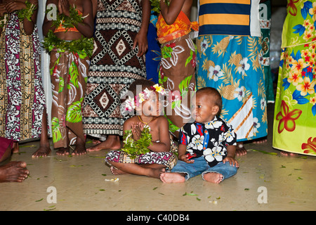 Bambini nativi delle Isole Figi, Makogai, Lomaviti, Isole Figi Foto Stock