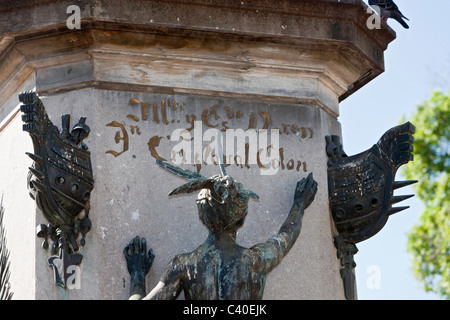 Dettaglio del Columbus Memorial statua a Plaza Colon, Santo Domingo, Repubblica Dominicana Foto Stock