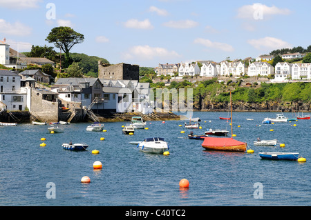 Polruan sull'estuario di Fowey, Cornwall, Regno Unito Foto Stock