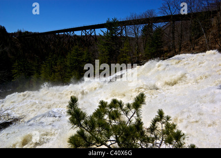 Una delle sette cascate infuria sul fiume Maskinongé presso il Parc des scivoli de Saint Ursule Mauricie regione Québec Foto Stock