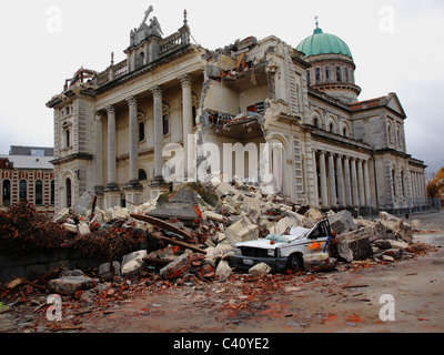 Terremoto danni alla Cattedrale Cattolica Feb 22 Feb, Christchurch, Nuova Zelanda Foto Stock