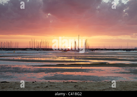 Le foto scattate al tramonto sulla St Kilda Beach Foto Stock