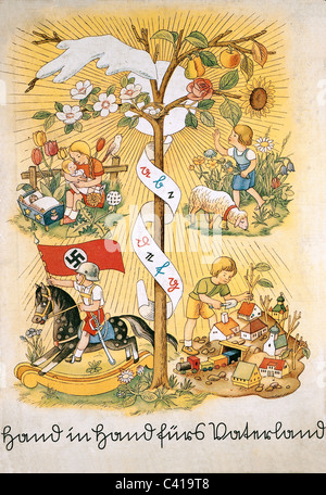 Nazional socialismo / nazismo, propaganda, libro per bambini, 'mani in mano fuers Vaterland' (mano in mano per la Patria), copertina, 1939, diritti aggiuntivi-clearences-non disponibile Foto Stock