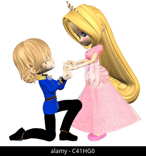 Carino Toon da fiaba di principe e principessa Foto Stock