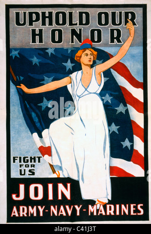 Difendere il nostro onore -- lotta per noi Army-Navy-Marines. La prima guerra mondiale usa il reclutamento di poster Foto Stock