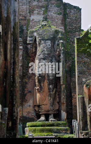 Giant decapitati costruito in mattoni, statua di Budda tempio Lankatilaka Polonnaruwa Triangolo Culturale dello Sri Lanka Foto Stock