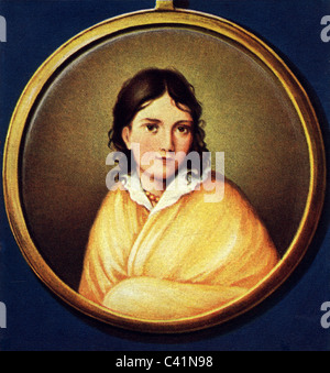 Arnim, Bettina von, 4.4.1785 - 20.1.1859, scrittore tedesco, ritratto, stampa a colori dopo la contemporanea miniatura, carta da sigarette, Germania, 1933, Foto Stock