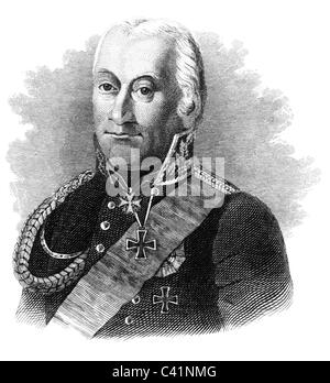 Kleist von Nollendorf, Friedrich count, 9.4.1762 - 17.2.1823, Prussian General, portrait, incisione in legno, 19th secolo, , Foto Stock