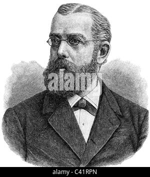 Koch, Robert, 11.12.1843 - 27. 5.1910, medico tedesco, ritratto, incisione in legno, circa 1885, Foto Stock
