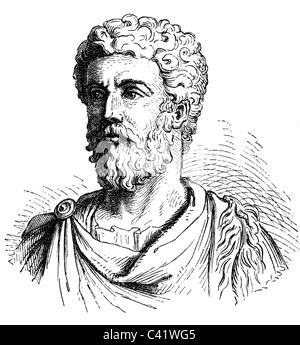 Marco Aurelio Antonino, 26.4.121 - 17.3.180, imperatore romano 7.3.161 - 17.3.180, ritratto, incisione in legno, 19th secolo, , Foto Stock