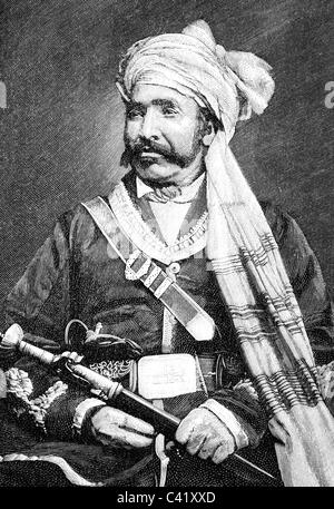Abdur Rahman Khan, circa 1840 - 1.10.1901, Amir of Afghanistan 1880 - 1901, mezza lunghezza, incisione del legno dopo la foto, pubblicato nel 1896, Foto Stock