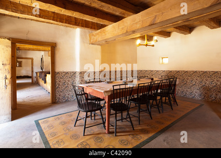 La sala da pranzo, piegate's Old Fort National Historic Site, la Junta, Colorado. Foto Stock