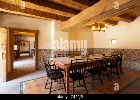 La sala da pranzo, piegate's Old Fort National Historic Site, la Junta, Colorado. Foto Stock