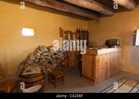 Sala biliardo, piegate's Old Fort National Historic Site, la Junta, Colorado. Foto Stock