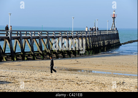 Pontile a Courseulles-sur-Mer,Calvados,Normandia, Francia Foto Stock