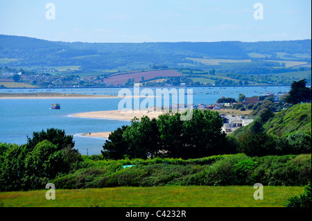 Una vista della spiaggia di Exmouth dal Jurrasic scogliere della costa - il fiume Exe - Devon - UK Foto Stock