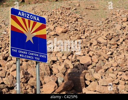 Stato dell Arizona segno di benvenuto Foto Stock