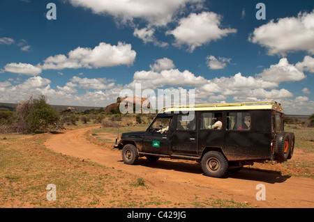 Veicolo fuoristrada, Laikipia, Kenya. Foto Stock