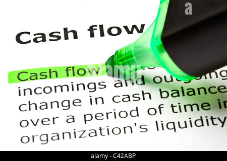 "Cash flow" evidenziata in verde con il pennarello Foto Stock