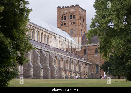 La cattedrale e la chiesa abbaziale di Saint Alban. St Albans, Hertfordshire. In Inghilterra. Foto Stock