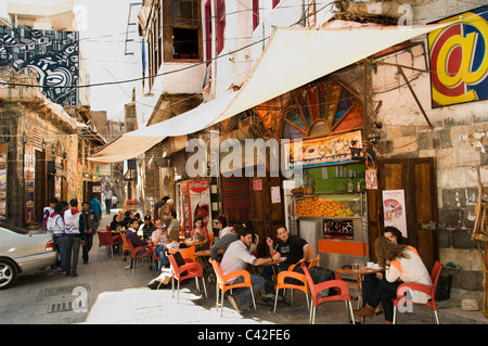 Centrale di Damasco Siria studenti Cafe tea coffee house Foto Stock
